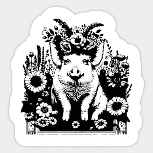 Pig in flowers Sticker